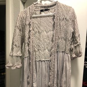 BKE boutique grey lace cardigan